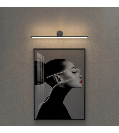 Nowoczesna lampa ścienna czarny kinkiet na lustro obraz OKI LED 42cm, slim