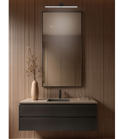 Nowoczesna lampa ścienna czarny kinkiet na lustro obraz OKI LED 42cm, slim