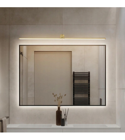 Nowoczesna lampa ścienna złoty kinkiet nad lustro obraz OKI LED 82cm, slim