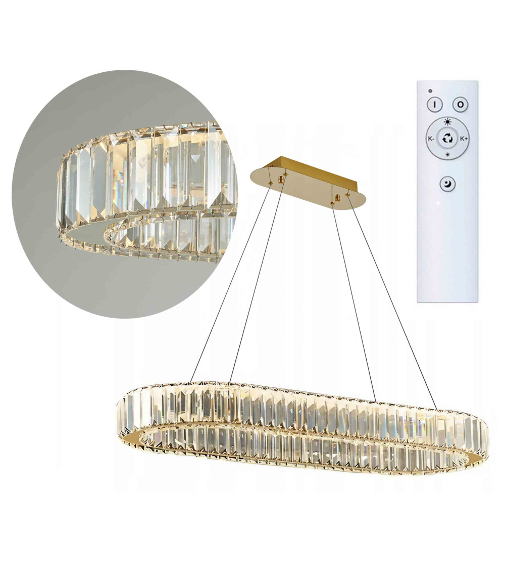 Lampa wisząca LED nad stół kryształowa pilot 90cm żyrandol Led PETRA WOBAKO