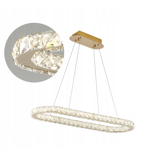 PETRA 90 – złota lampa LED z kryształami o diamentowym szlifie