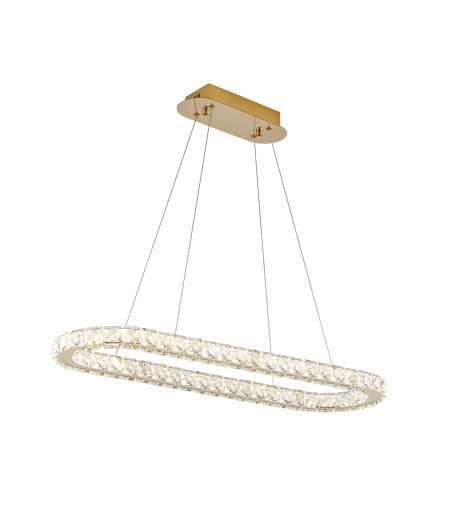 PETRA 90 – złota lampa LED z kryształami o diamentowym szlifie