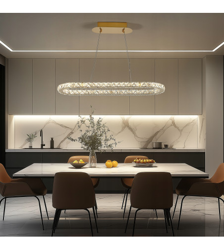 PETRA 90 – złota lampa LED z kryształami o diamentowym szlifie