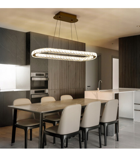 PETRA 90 – złota lampa LED z kryształami o diamentowym szlifie