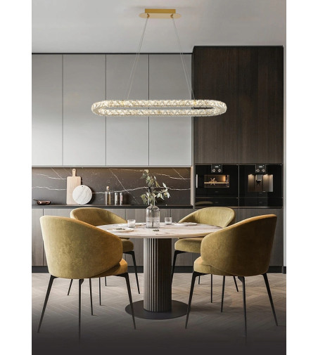 PETRA 90 – złota lampa LED z kryształami o diamentowym szlifie