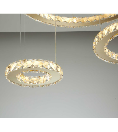 Lampa żyrandol złoty kryształowy pilot 20/40/60cm ring Glamour salon Wobako