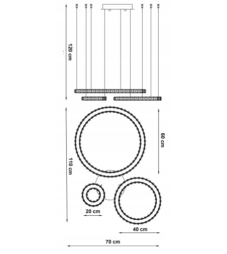 Luksusowa złota lampa LED ATENA EX III Mini 3D – styl glamour
