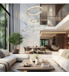 Lampa żyrandol złoty kryształowy pilot 30/50/70cm ring Glamour salon Wobako
