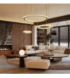 Lampa żyrandol złoty kryształowy pilot 30/50/70cm ring Glamour salon Wobako