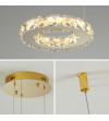 Lampa żyrandol złoty kryształowy pilot 30/50/70cm ring Glamour salon Wobako