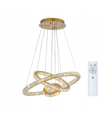 Lampa wisząca LED złoty nad stół kryształ 20/40/60cm żyrandol ring WOBAKO