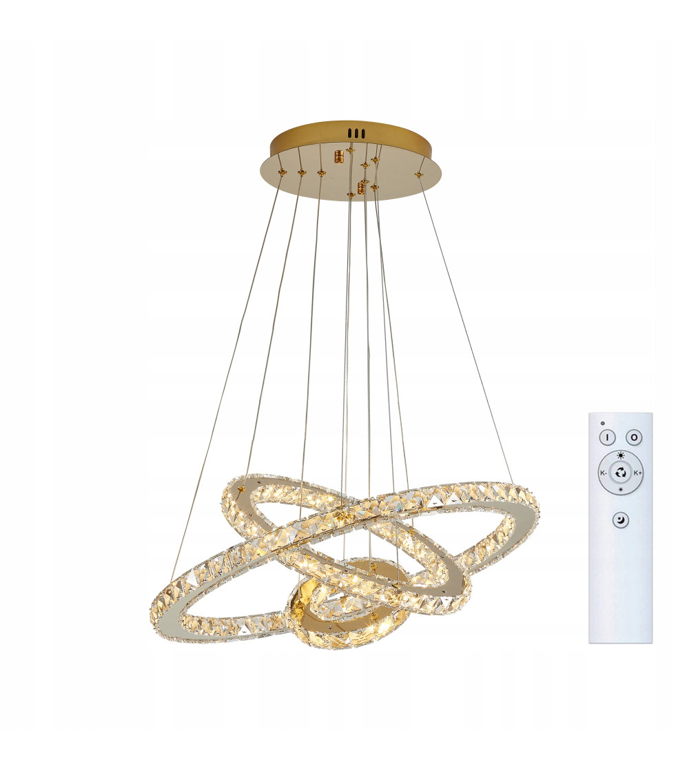 Lampa wisząca LED złoty nad stół kryształ 20/40/60cm żyrandol ring WOBAKO