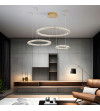 Lampa żyrandol złoty kryształowy pilot 30/50/70cm ring Glamour salon Wobako