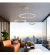 Lampa żyrandol złoty kryształowy pilot 30/50/70cm ring Glamour salon Wobako