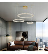 Lampa żyrandol złoty kryształowy pilot 30/50/70cm ring Glamour salon Wobako