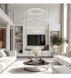 Lampa wisząca LED złoty nad stół kryształ 20/40/60cm żyrandol ring WOBAKO