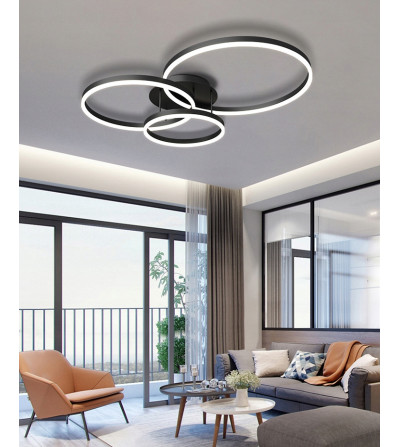 Silva Flat III 60cm czarny żyrandol LED | Pilot Tuya | Inteligentne oświetlenie