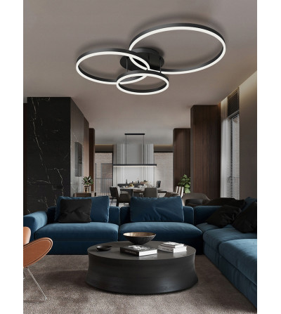 Silva Flat III 60cm czarny żyrandol LED | Pilot Tuya | Inteligentne oświetlenie