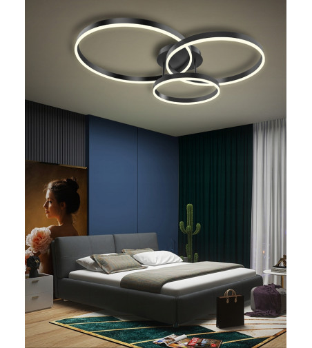 Silva Flat III 60cm czarny żyrandol LED | Pilot Tuya | Inteligentne oświetlenie