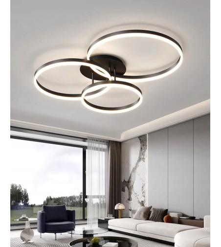 Silva Flat III 60cm czarny żyrandol LED | Pilot Tuya | Inteligentne oświetlenie