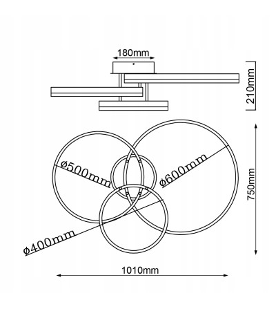 Lampa żyrandol LED pilot Tuya okrąg 40/50/60cm ring sufit plafon Wobako