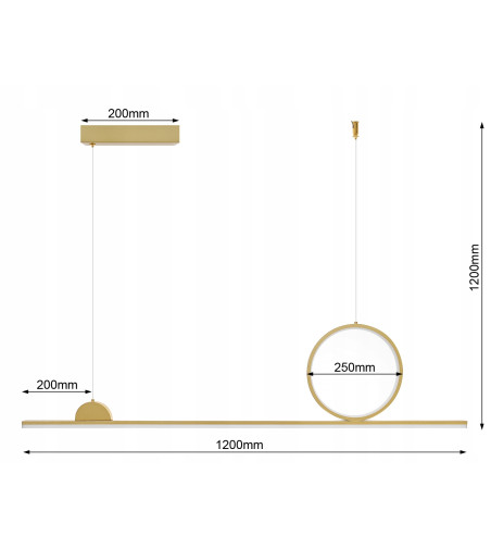 Lampa wisząca LED długa liniowa nad stół nowoczesna ring okrąg 120cm Wobako