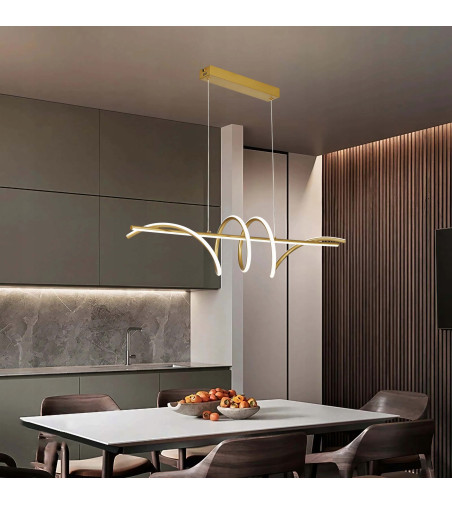 Lampa wisząca LED długa liniowa nad stół nowoczesna złoty tuba 90cm Wobako