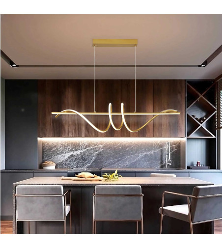 Lampa wisząca LED długa liniowa nad stół nowoczesna złoty tuba 90cm Wobako