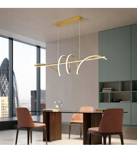 Lampa wisząca LED długa liniowa nad stół nowoczesna złoty tuba 90cm Wobako