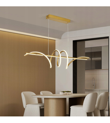 Lampa wisząca LED długa liniowa nad stół nowoczesna złoty tuba 90cm Wobako