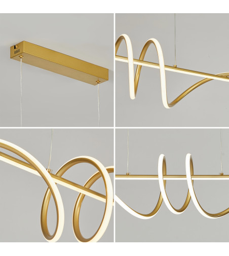 Lampa wisząca LED długa liniowa nad stół nowoczesna złoty tuba 90cm Wobako