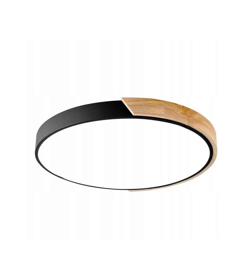Lampa sufitowa LED Plafon 50cm ring drewno żyrandol okrąg do kuchni WOBAKO