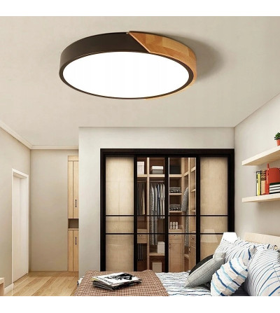 Lampa sufitowa LED Plafon 50cm ring drewno żyrandol okrąg do kuchni WOBAKO