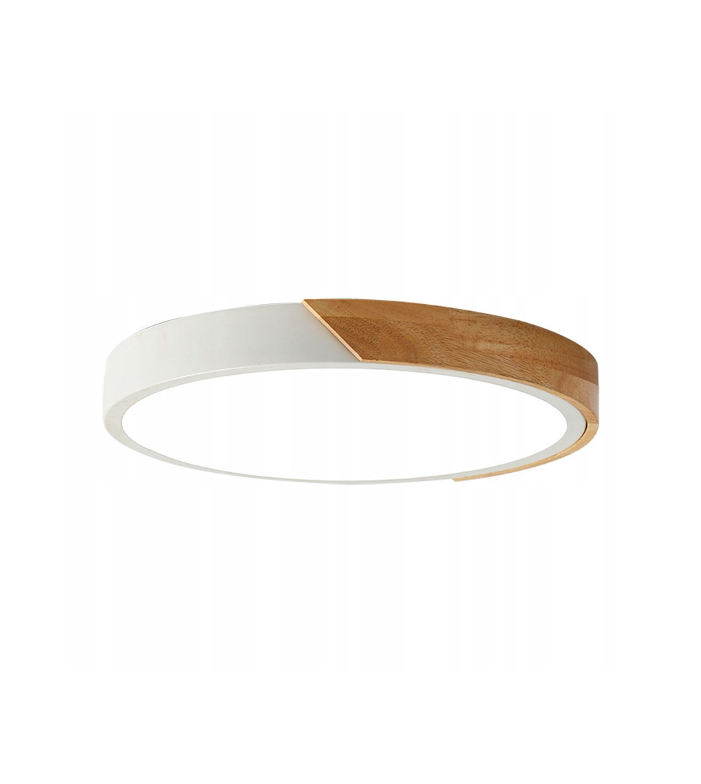 Lampa sufitowa LED Plafon 50cm ring drewno żyrandol okrąg do kuchni WOBAKO
