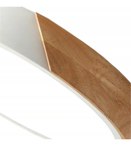 Olin 50cm biały plafon LED | Lampa sufitowa z drewnem | Dużych pomieszczeń