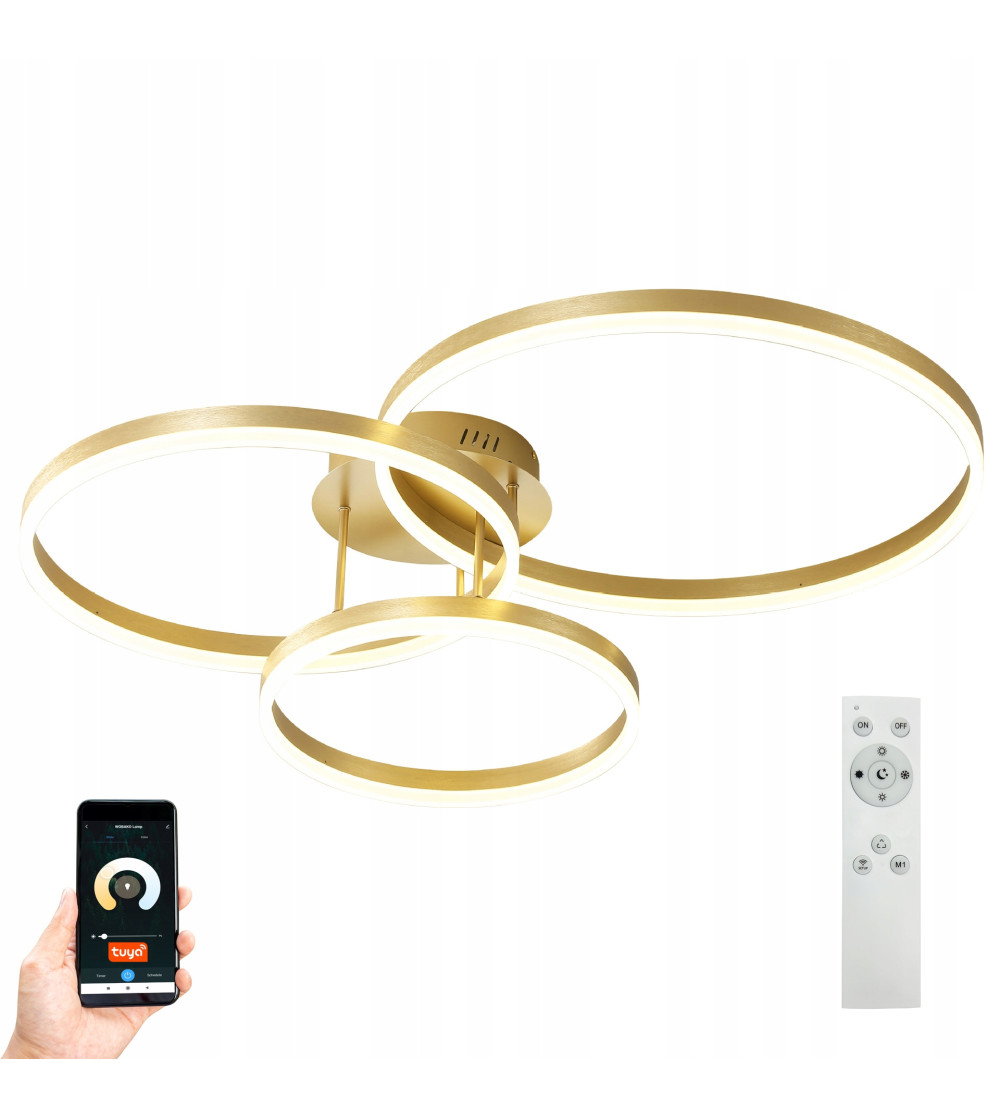 Silva Flat III 60 złota wisząca LED | Żyrandol smart pilot Tuya | Wobako