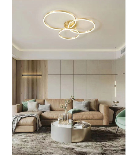 Silva Flat III 60 złota wisząca LED | Żyrandol smart pilot Tuya | Wobako