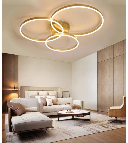 Silva Flat III 60 złota wisząca LED | Żyrandol smart pilot Tuya | Wobako