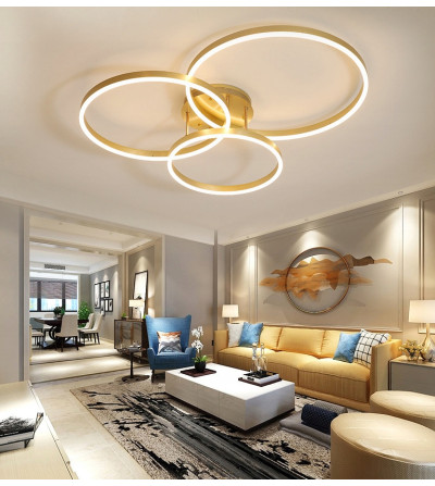 Silva Flat III 60 złota wisząca LED | Żyrandol smart pilot Tuya | Wobako