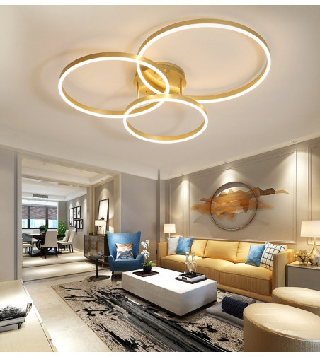 Silva Flat III 60 złota wisząca LED | Żyrandol smart pilot Tuya | Wobako