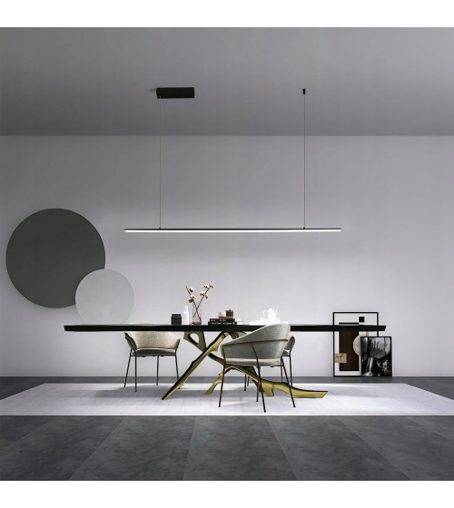 Monako UNO 150 – długa lampa wisząca LED nad stół 150cm nowoczesna czarna | Wobako