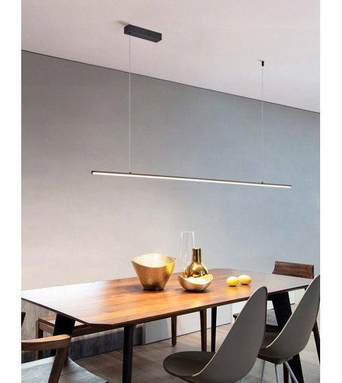 Monako UNO 120 – długa lampa wisząca LED nad stół 120cm nowoczesna czarna | Wobako