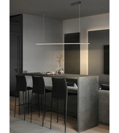 Monako UNO 120 – długa lampa wisząca LED nad stół 120cm nowoczesna czarna | Wobako