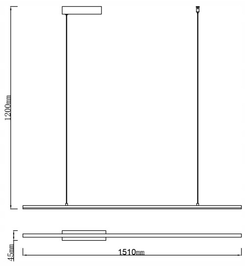 Monako UNO 150 – długa lampa wisząca LED nad stół 150cm nowoczesna czarna | Wobako