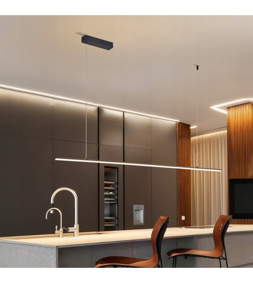 Monako UNO 120 – długa lampa wisząca LED nad stół 120cm nowoczesna czarna | Wobako