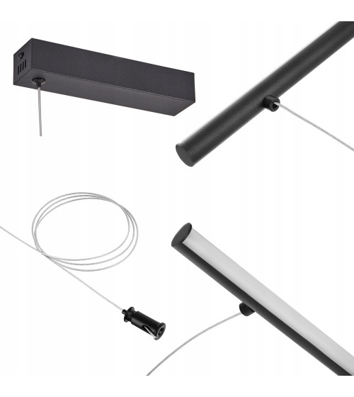 Monako UNO 120 – długa lampa wisząca LED nad stół 120cm nowoczesna czarna | Wobako