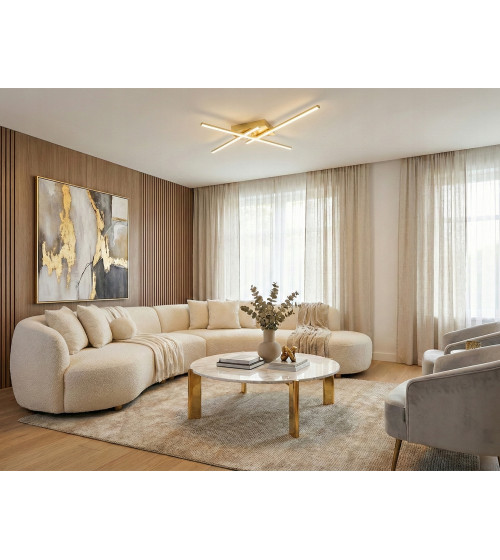 Złota lampa sufitowa LED wisząca regulowana żyrandol Plafon 4000K | Wobako