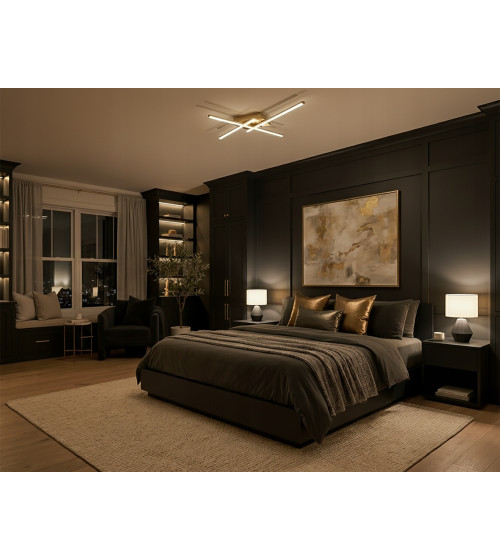 Złota lampa sufitowa LED wisząca regulowana żyrandol Plafon 4000K | Wobako