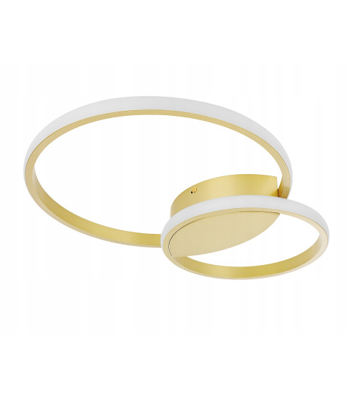 Nowoczesna mocna złota lampa sufit PLAFON Ring okręgi panel LED 25+35cm | Wobako