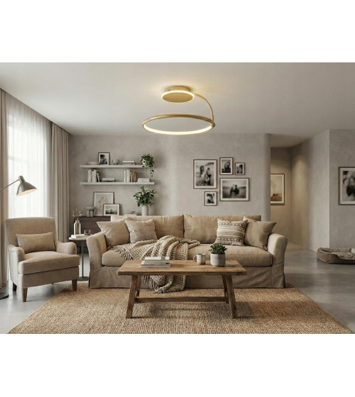 Nowoczesna złota lampa sufitowa Wobako żyrandol LED PLAFON Ring okrąg mocna | Wobako